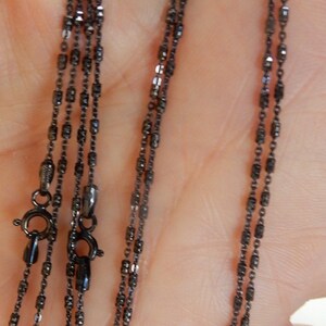 Black Rhodium sterling silver finished necklace chain with sparkly beads 1.3x2mmAvailable in 16, 18, 20 24 image 5