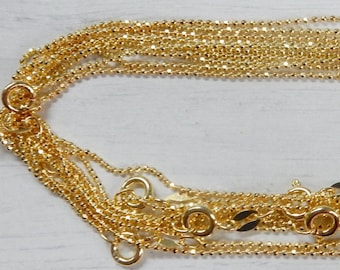 Gold vermeil (gold plated sterling silver) diamond cut 1.2mm ball finihed chain, finished necklace, faceted ball chain,