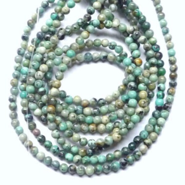 4mm African  Turquoise (jasper)   beads,  round FULL STRAND