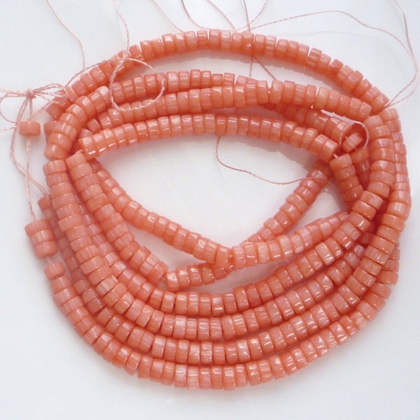 4.5mm   salmon Coral heishi beads,   pink coral , coral tyre beads