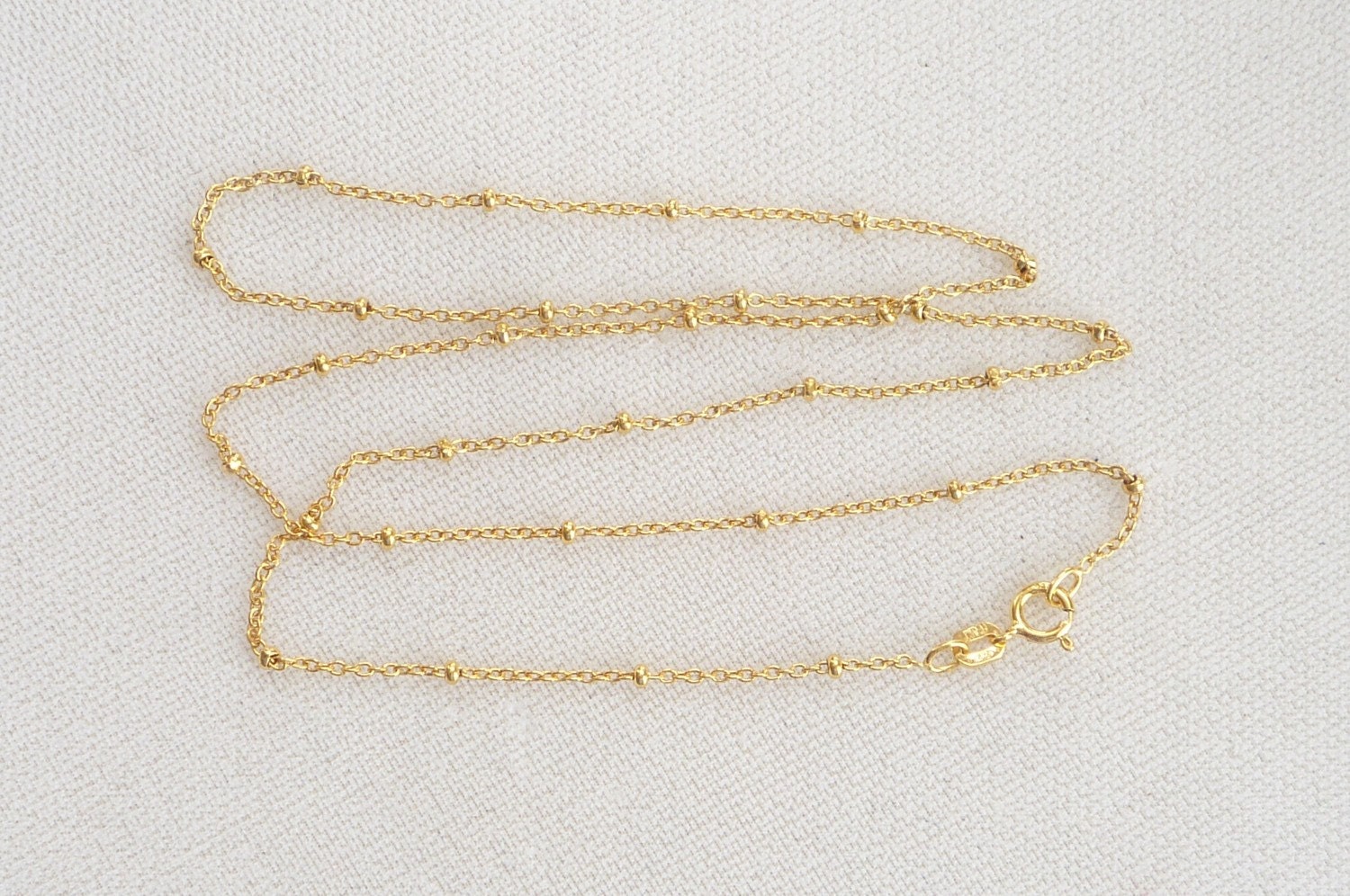 Gold Vermeil beaded cable link chain,finished chain , (1.5x1mm), sate…