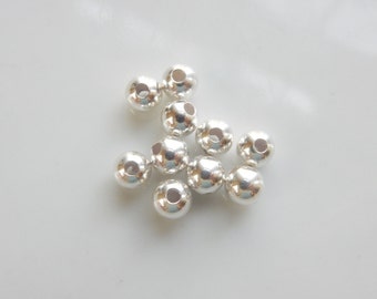 10 pcs   6mm, seamless Sterling silver round  spacer beads ,