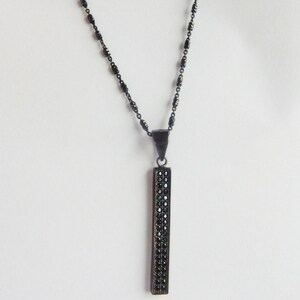 Black Rhodium sterling silver finished necklace chain with sparkly beads 1.3x2mmAvailable in 16, 18, 20 24 image 2