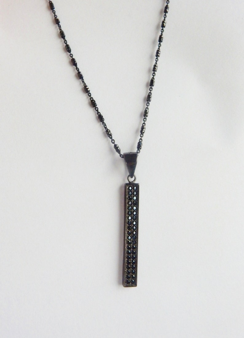 Black Rhodium sterling silver finished necklace chain with sparkly beads 1.3x2mmAvailable in 16, 18, 20 24 image 2