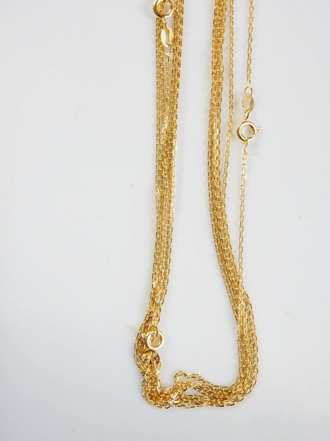 Gold Vermeil Laser Cut Cable Chain Finished Necklace Etsy