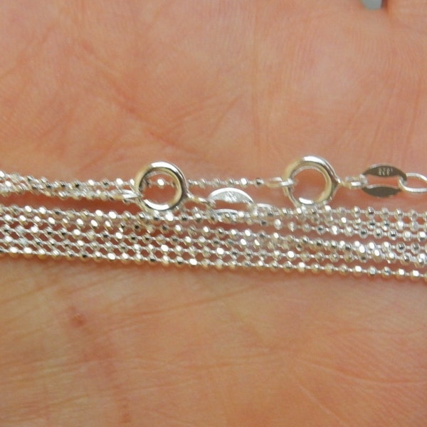 925 Sterling silver diamond cut 1.2mm ball finihed chain, finished necklace, faceted ball chain,