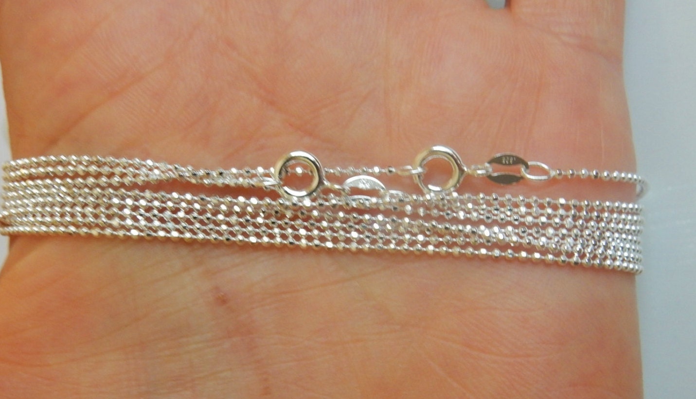 Sterling silver diamond cut 1.2mm ball finihed chain, finished neckla…