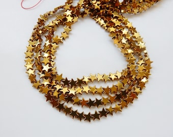 6mm Gold Hematite star beads , full strand (15 inches)