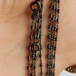 Black Rhodium sterling silver finished necklace chain with sparkly beads 1.3x2mmAvailable in 16, 18, 20 24 image 3