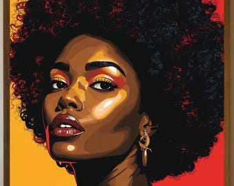 Afro Woman Portrait | Natural Hair Queen Print | Bold Melanin Art | African American Decor | Modern Black Woman Poster | DIGITAL DOWNLOAD