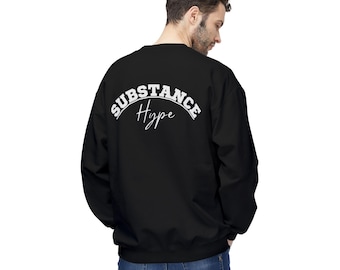 Sudadera Substance Hype | Sudadera minimalista de estilo urbano con cuello redondo | Sudadera con estampado estético en la espalda | Sudadera de moda urbana | Sudadera unisex