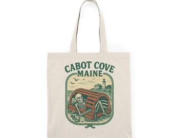 Copy of Cabot Cove Skeleton MSW Tote Bag, Eco-Friendly Shopping Bag, Halloween Tote, Beach Bag, Casual Day Bag, Adventure Tote