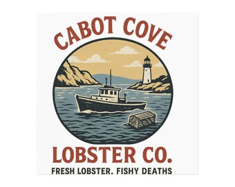 Cabot Cove Lobster Co. Vintage Square Magnet, Nautical Decor, Lobster Fishing Gift, Kitchen Fridge Magnet, Coastal Home Accent