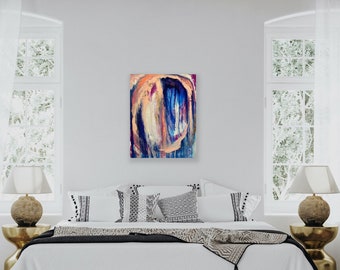 Abstract Painting, Fine Art Blue Hue, Abstract Expressionism Canvas Wall Art, Modern Art Original Hand Painted Canvas By LesLea Ellison