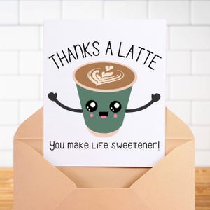 Carte de remerciement amusante pour toutes les occasions - Merci un latte
