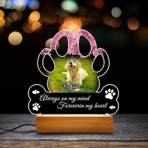 Pet Memorial Gifts for Dogs Cat, Personalized Pet Memorial Night Light, Loss of Dog Sympathy Gift, Dog Bereavement Remembrance Picture Frame