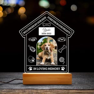 Pet Memorial Gifts for Dogs Cat,Personalized Pet Memorial Night Lights, Loss of Dog Sympathy Gift, Dog Bereavement Remembrance Picture Frame