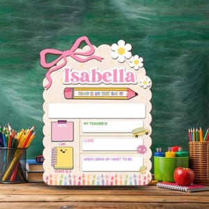Personalized First & Last Day of School Board - Custom Name Back to School Sign Reusable - Kindergarten, Preschool Wooden Chalkboard Gifts