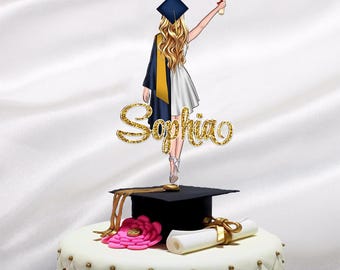 Personalized Graduation Cake Topper with Name – Custom Cake Topper, Class Of 2025, Graduation Decoration Party – Grad Cake Decor