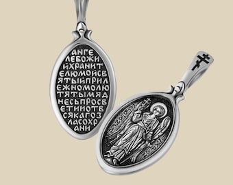 Guardian Angel Orthodox Pendant: Sterling Silver Icon