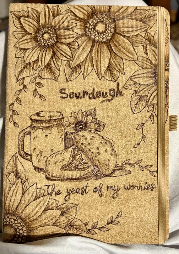 Custom made, Hand-burned vegan suede journal! A great unique gift, for any occasion.  Personalized with your choice of design and wording.