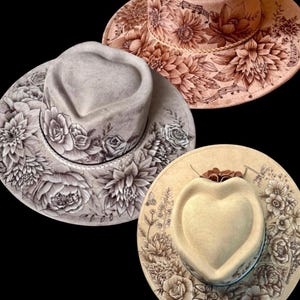 Finished custom examples with 3/4 of the hat burned, $179 tier