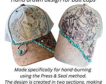 Hand-burning ball cap template “Western Superstar” download Design and video tutorial