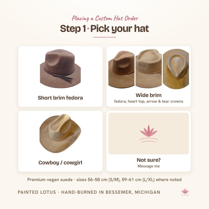 Painted Lotus guide: step 1, pick your hat style