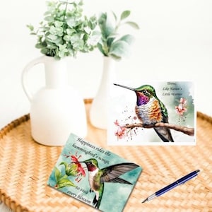 Paquete de 4 tarjetas IMPRIMIBLES Tarjetas en blanco de colibrí con mensaje motivacional