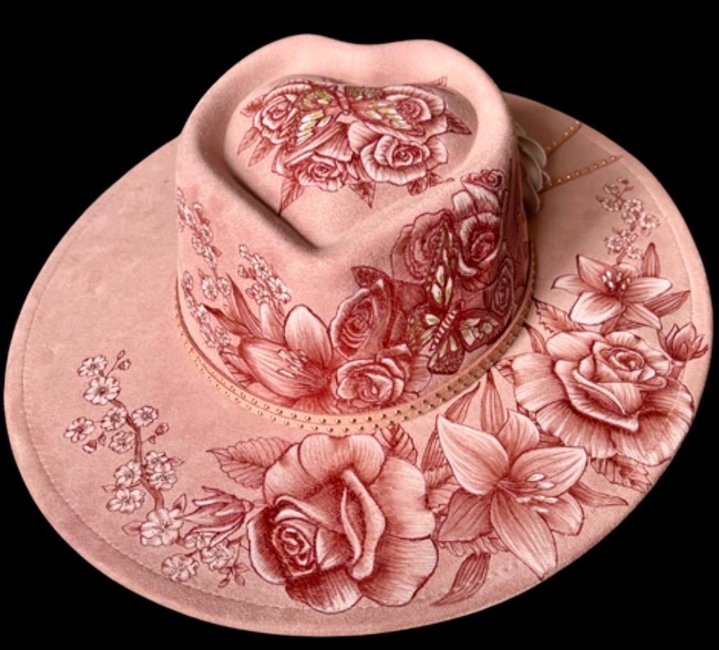 Pink Burned Cowboy Hat - Etsy display picture 1