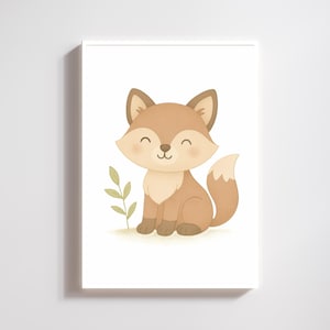 Nursery Art – Woodland Baby Fox Wall Decor Printable, Forest Animal Digital Download, Unisex Baby Room Gift