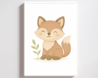 Nursery Art – Woodland Baby Fox Wall Decor Printable, Forest Animal Digital Download, Unisex Baby Room Gift