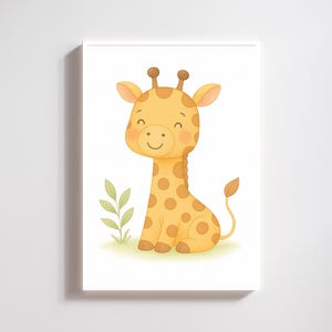 Giraffe Nursery Wall Art – Jungle Safari Baby Room Printable Decor, Instant Download, Unisex Baby Shower Gift for New Parents