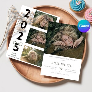Modern Graduation Announcement Card, Editable Graduation Party Invite, Multiple Photo Graduation Card, Minimalist Senior Announcement Card