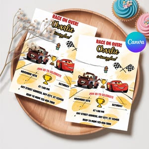 Cars McQueen Invitation, Lightning Mcqueen Birthday Invitation, Cars Birthday Invitation, McQueen Mater Invitation