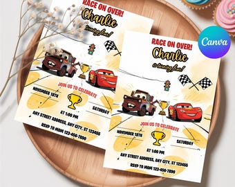 Invitación de Cars McQueen, invitación de cumpleaños de Rayo McQueen, invitación de cumpleaños de Cars, invitación de McQueen Mater