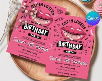 Mean Girls Inspired Birthday Invitation, Mean Girl's Night Party, Pink Mean Girls Invite Girls Night Out, Canva Editable Template