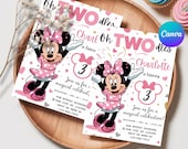 Editable Oh TWOdles Birthday Invitation Digital 2nd Birthday Cute Mouse Second Birthday Invite Oh Twodles Invitation Boho Minnie Invite