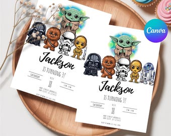 Editable Star War Birthday Invitation Template Printable Birthday Party Invitation Digital Kids Party Invite Template Starwars Bday Card