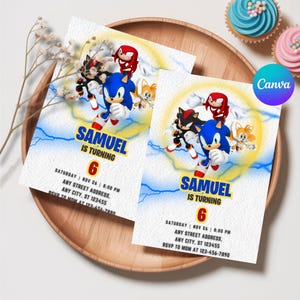 Sonic Editable Birthday Invitation, Hedgehog Party Invitation Template Printable, For Boy and Girl invitation, Invite Instant Download