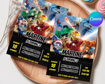 Editable Superheroes Birthday Invitation, Superhero Birthday Invite, Printable Avengers Superhero Invitation Card, Avengers Birthday Party