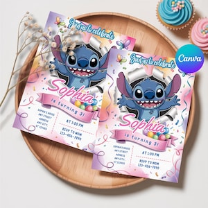 Stitch Birthday Invitation Template, Editable Stitch Invite Canva, Printable Invite, Editable Invitation, Lilo & Stitch, Lilo and Stitch