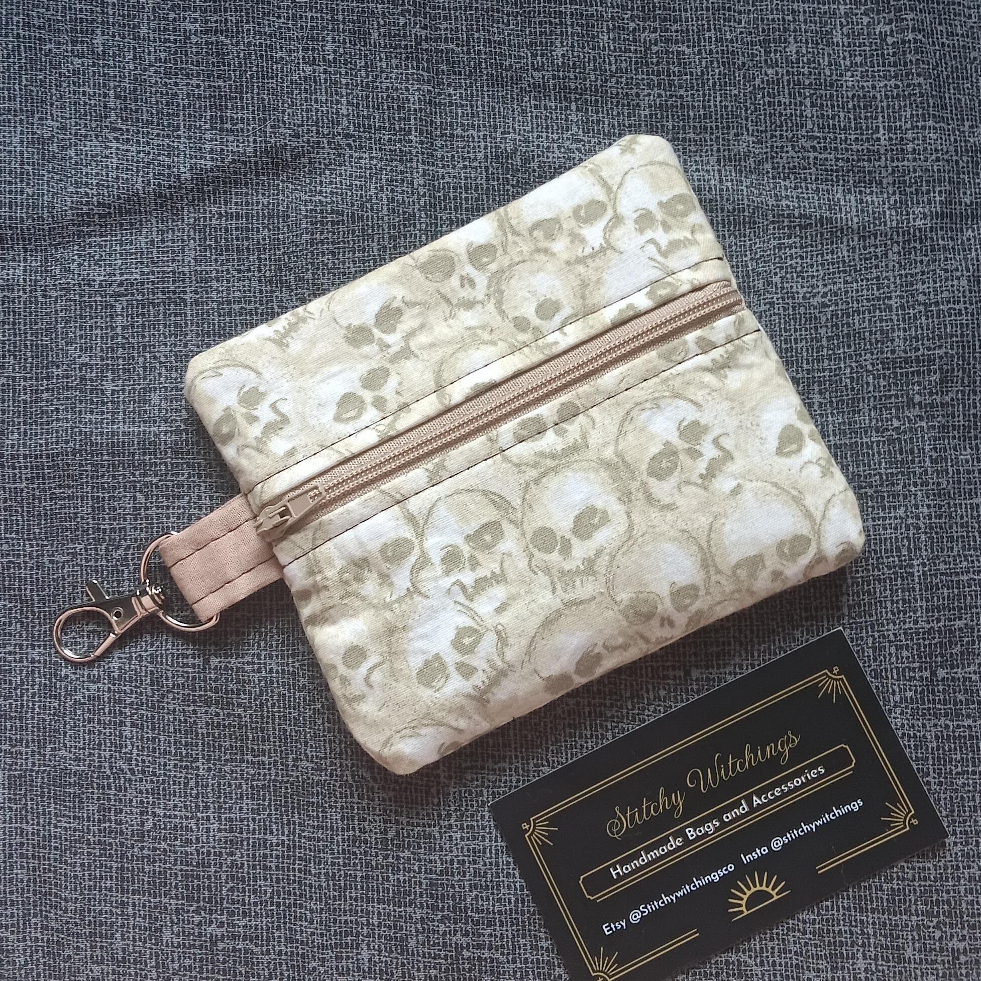 Skull Clip On Coin Pouch | Keychain Purse | Halloween Wallet |