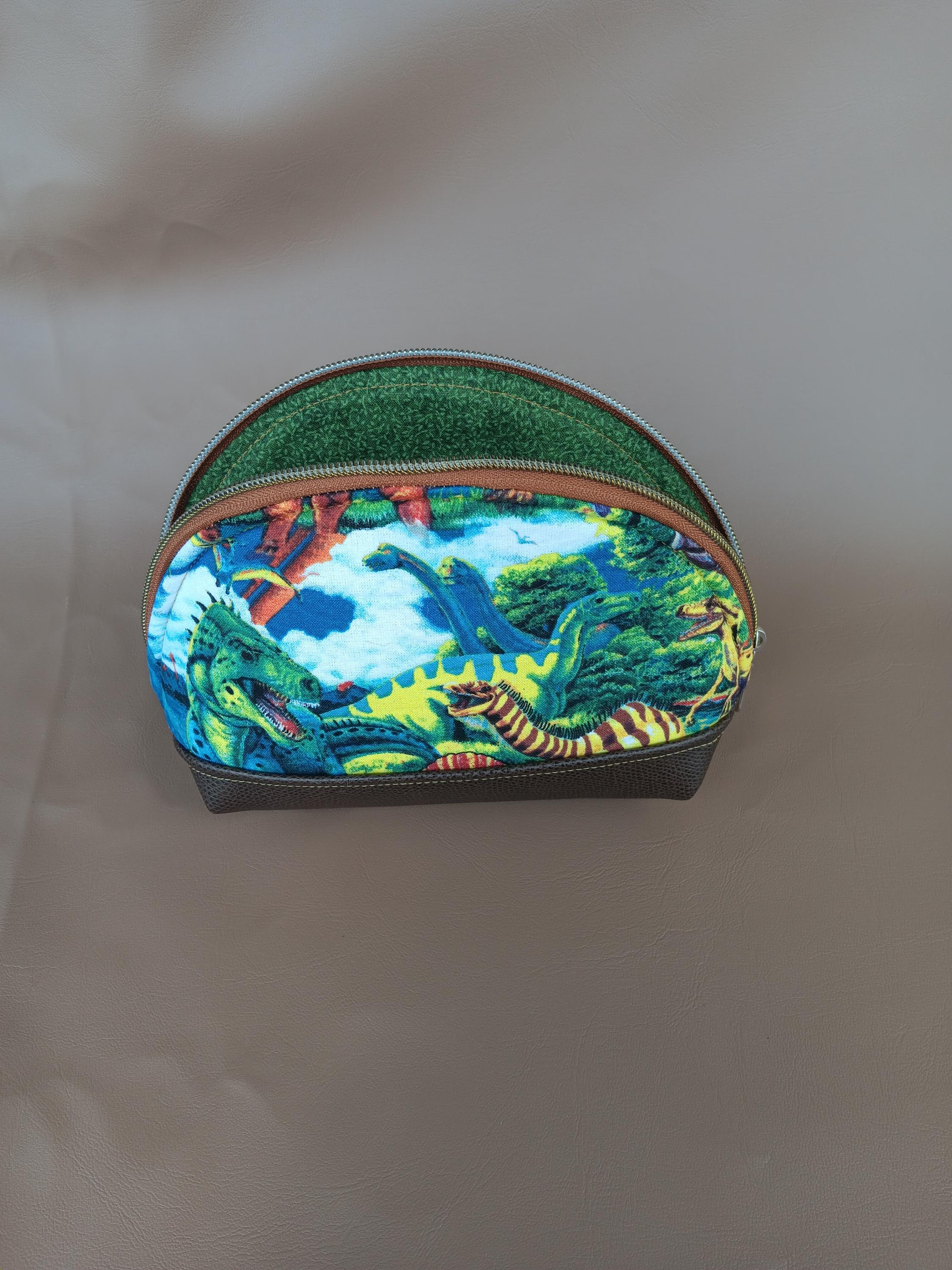 Dinosaur Dumpling Make Up Bag Art Pouch - Thumbnail 4
