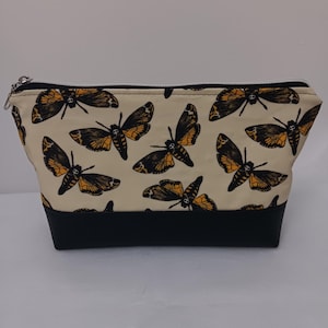 Deathhead Moth Large Zippered Bag | Cosmetic Bag | Art Pouch | Halloween Bag