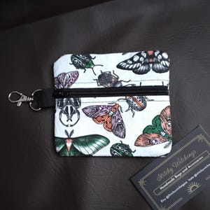 Moths and Beetles Clip On Coin Pouch | Keychain Wallet | Headphone Case | Bag Charm