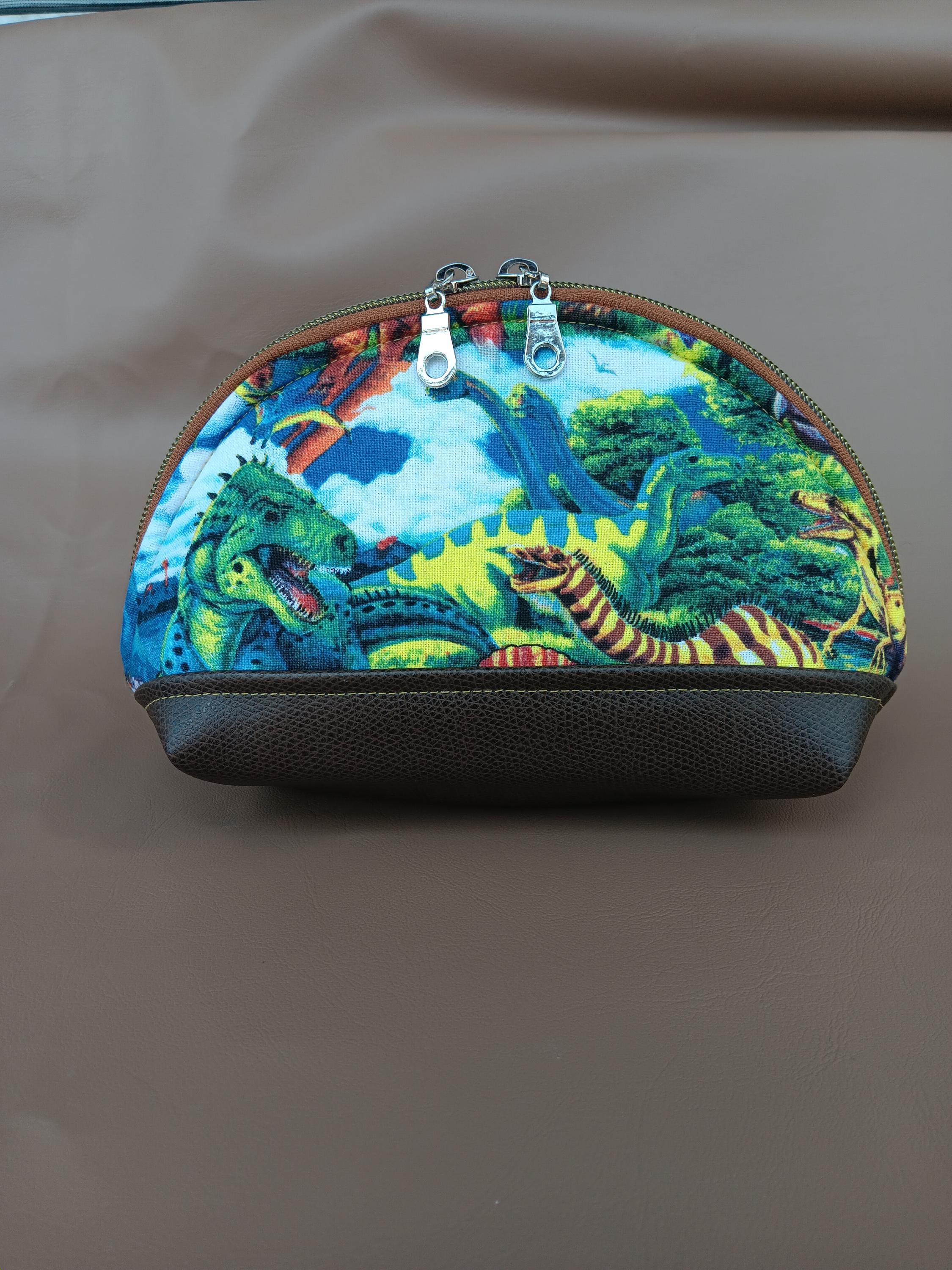 Dinosaur Dumpling Make Up Bag Art Pouch - Thumbnail 2