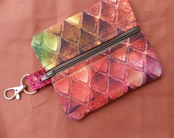 Earth Dragon Scale Clip On Coin Pouch | Keychain Purse | Headphone case | Wallet