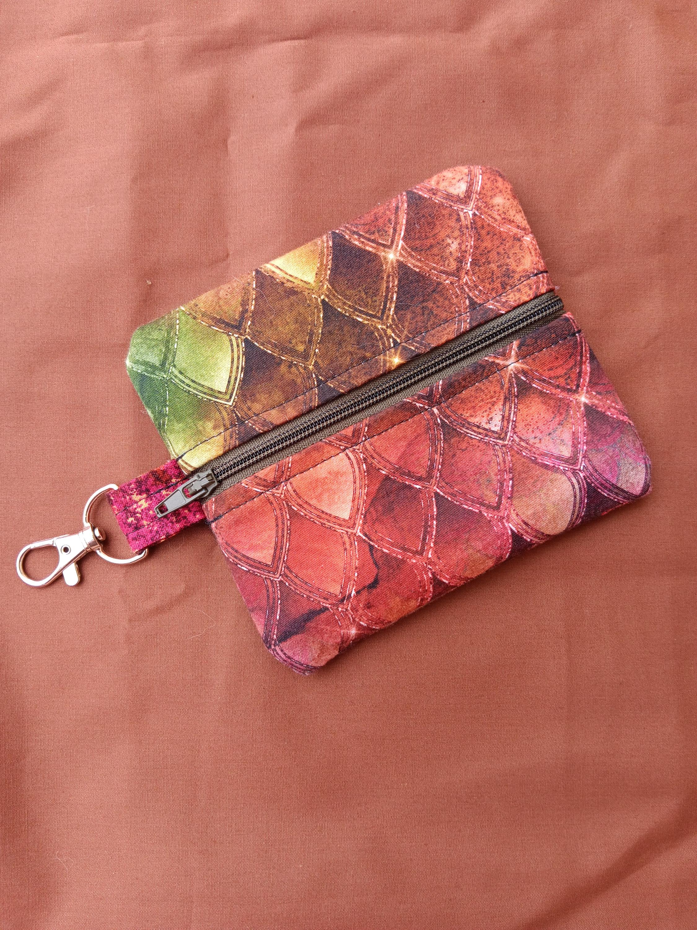 Earth Dragon Scale Clip On Coin Pouch Keychain Purse