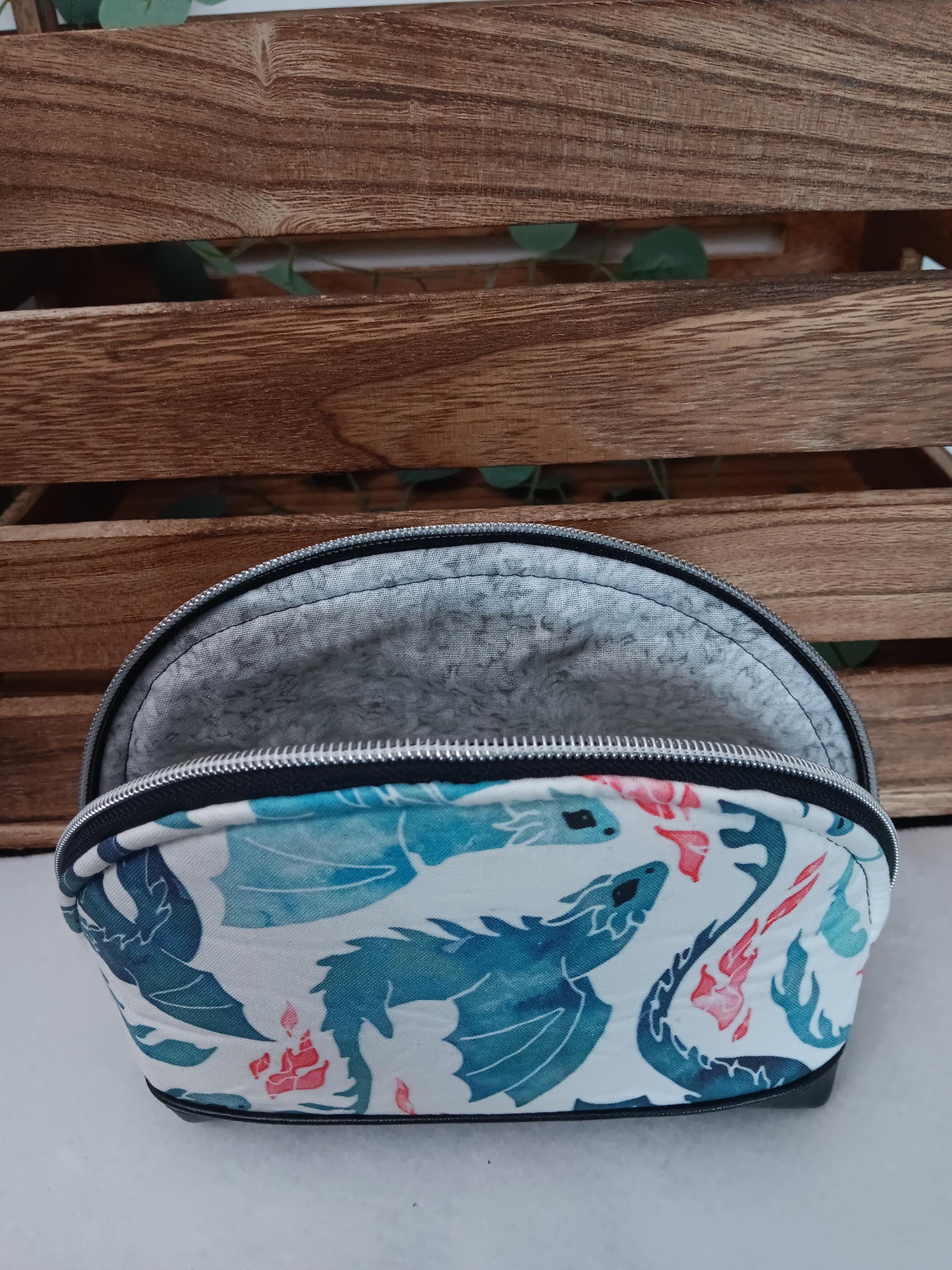 Dragon Dumpling Zippered Bag | Make Up Bag | Art Pouch | - Thumbnail 3